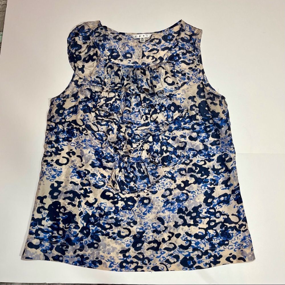 Cabi silk sleeveless cascading ruffle top - Picture 3 of 16
